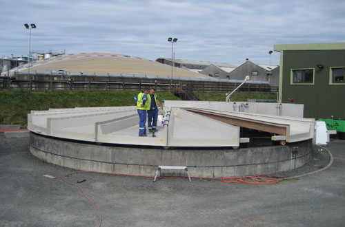 Installation of rotating GRP cover.